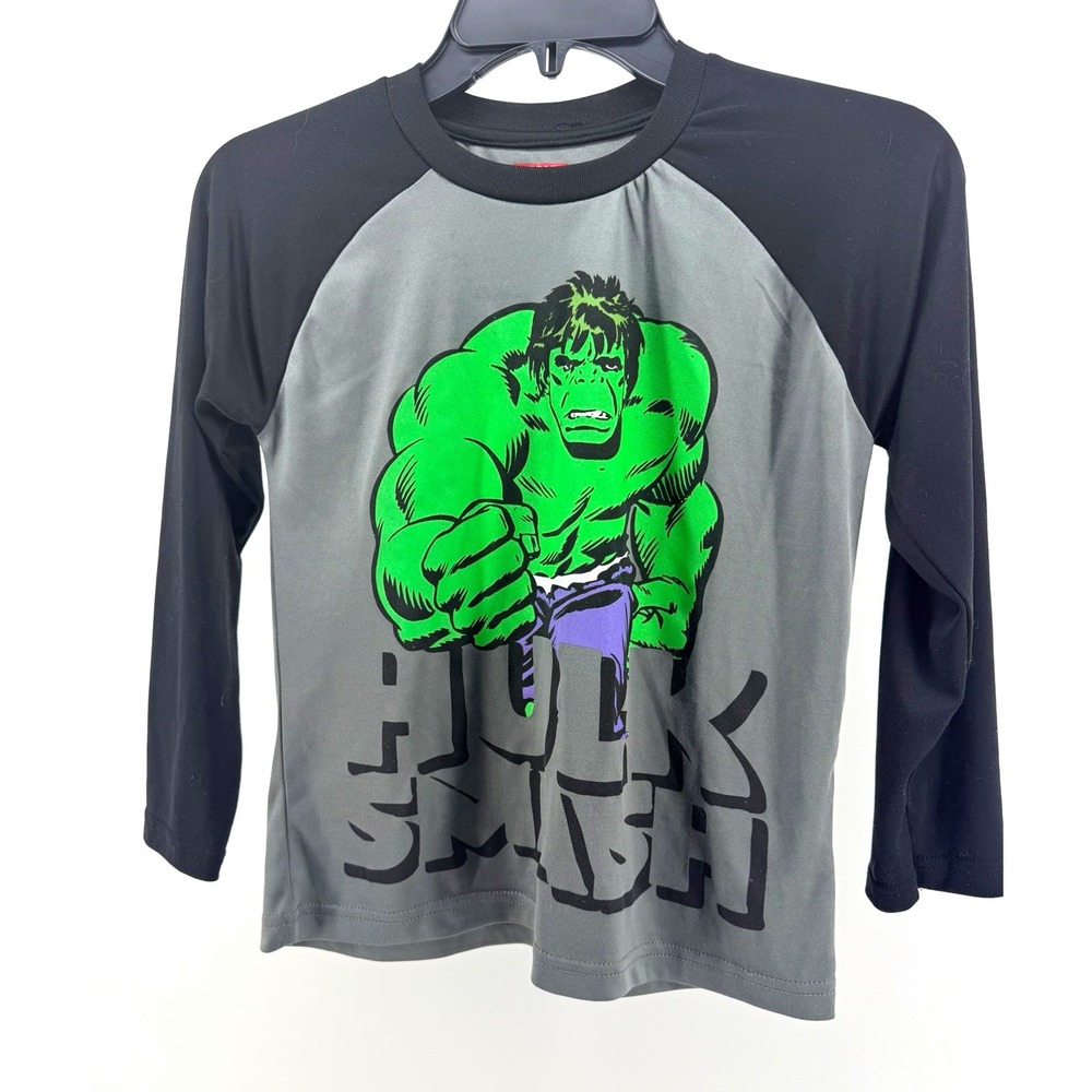 Marvel Hulk Boys Graphic Raglan long Sleeve Crew Neck T-Shirt 7/8 Poly